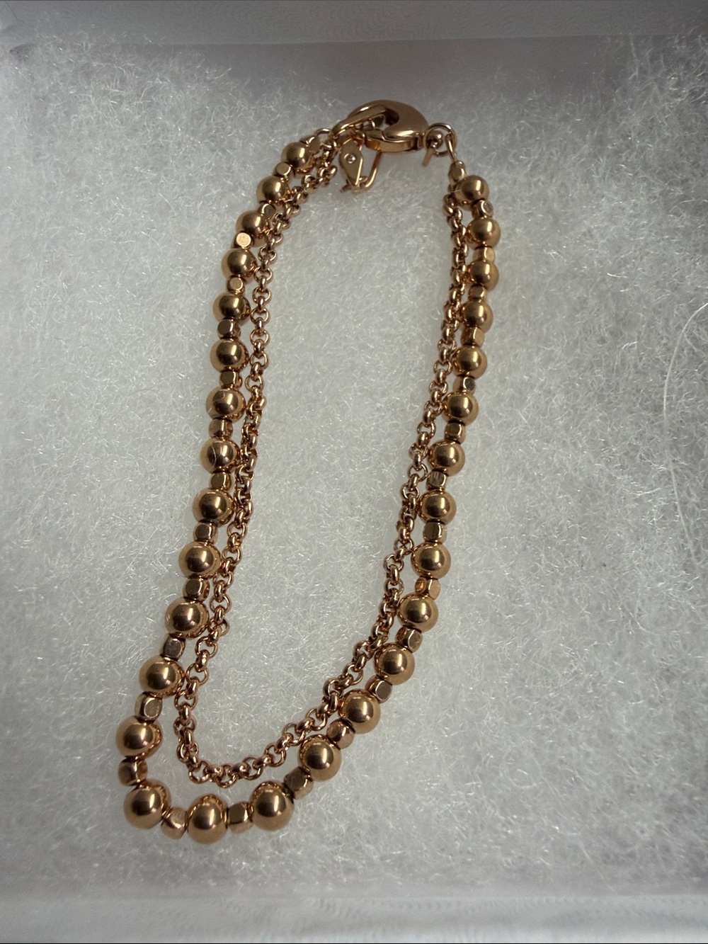 Fossil Rose Gold Layered Heart Bracelet with Pavé Charm - Picture 3 of 3